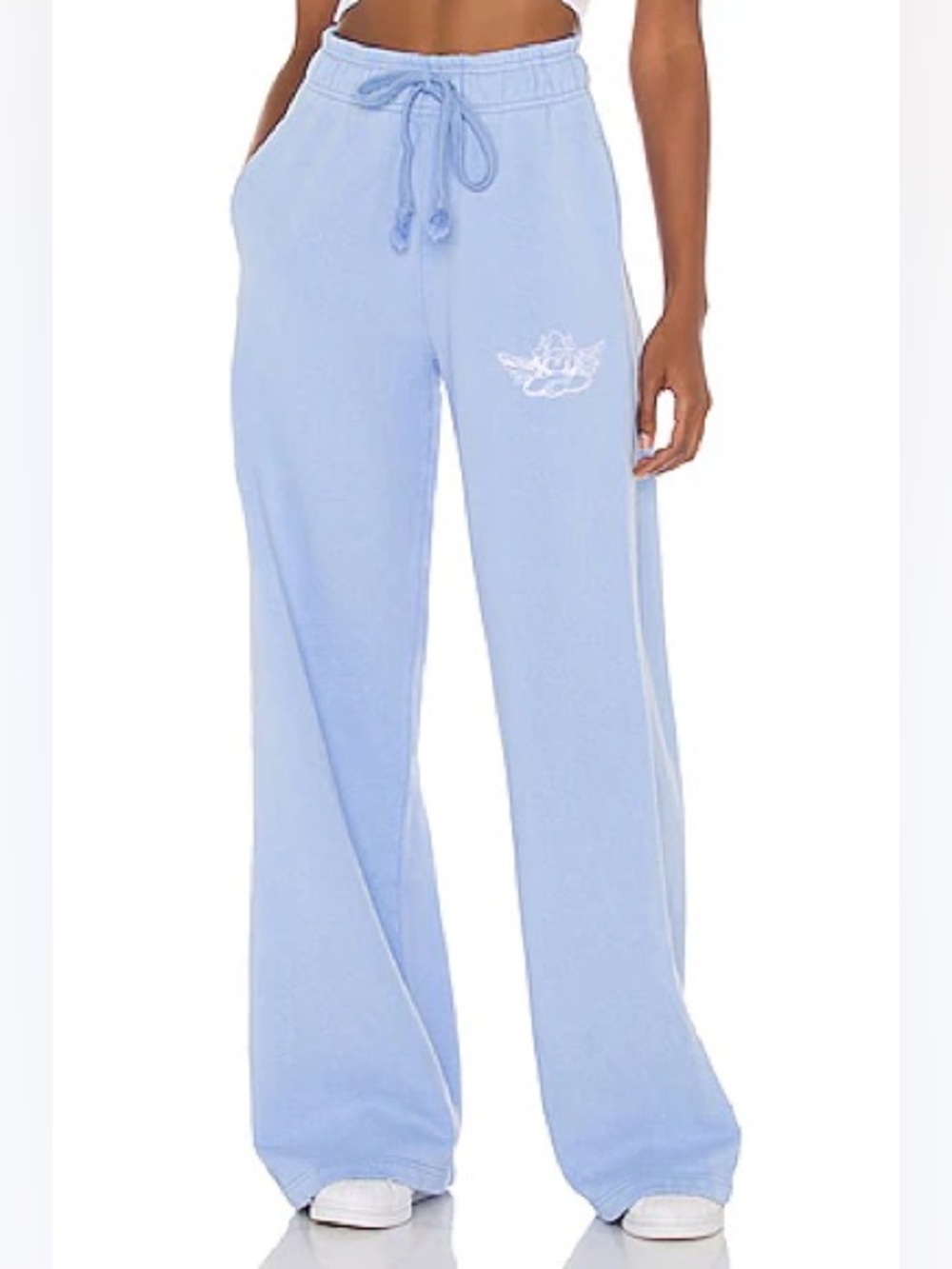 Boys Lie Brady Wide Leg High Rise Cotton Sweatpant in Baby Blue Size Small